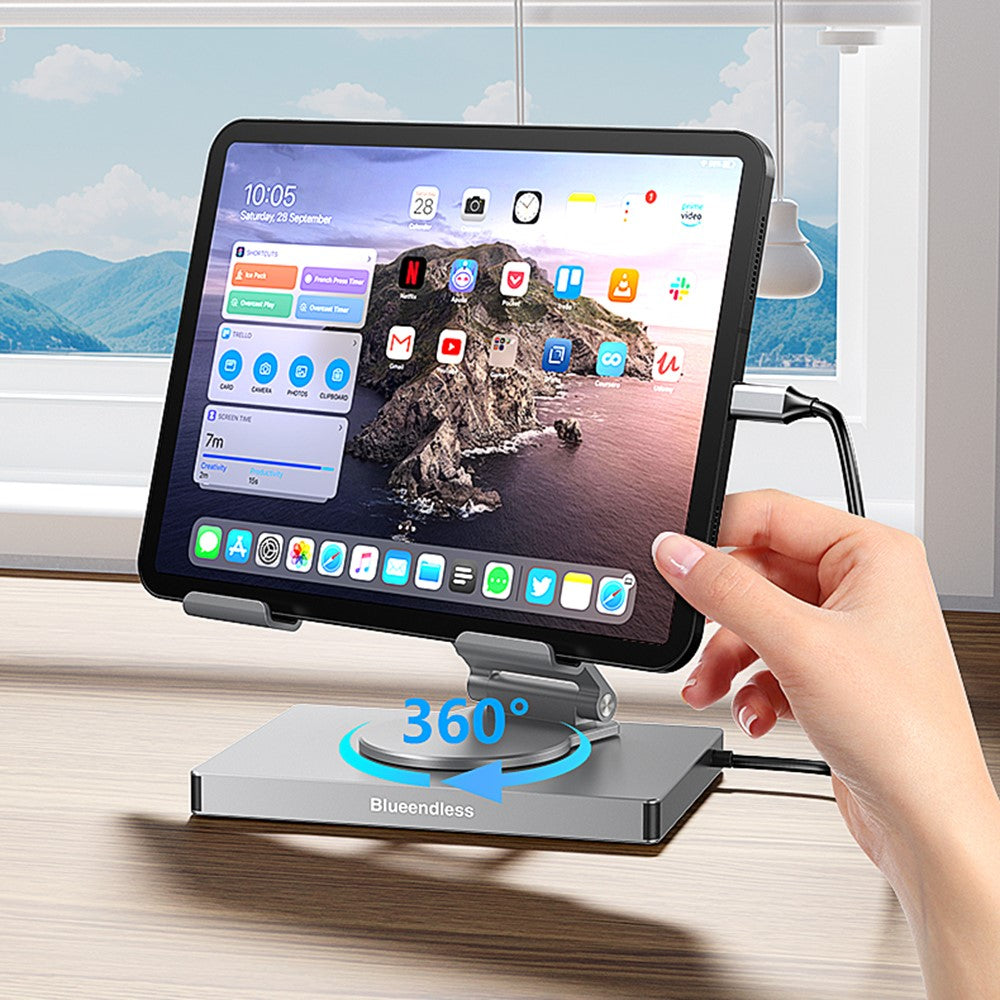 BLUEENDLESS ST706A 7 in 1 Type-C Hub with 360 Degree Rotating Adjustable Tablet Stand Holder
