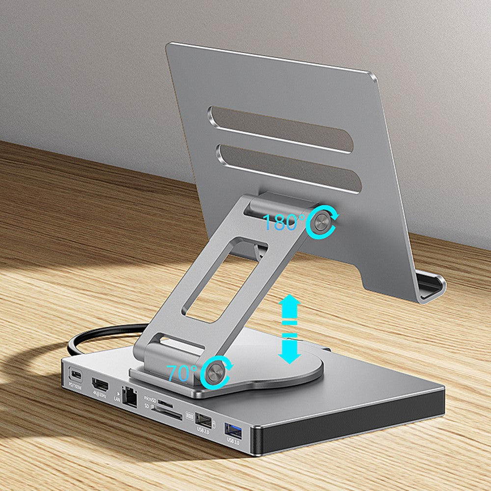 BLUEENDLESS ST706A 7 in 1 Type-C Hub with 360 Degree Rotating Adjustable Tablet Stand Holder