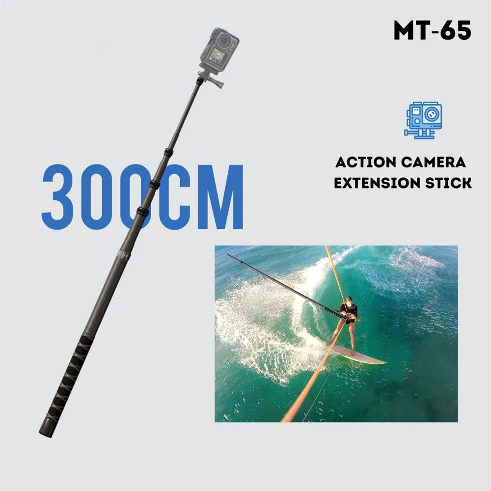 JMARY MT-65 Selfie-Stick-Monopod – 3m, aus Carbonfaser, 5-teilig, für Action-Kameras