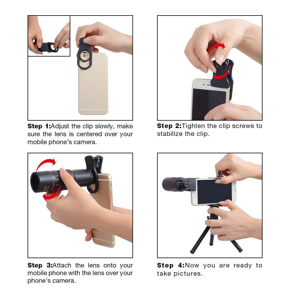 APEXEL APL-T18XZJ Universal-18-fach-Zoomobjektiv – Mit Mini-Tischstativ & Handyhalterung