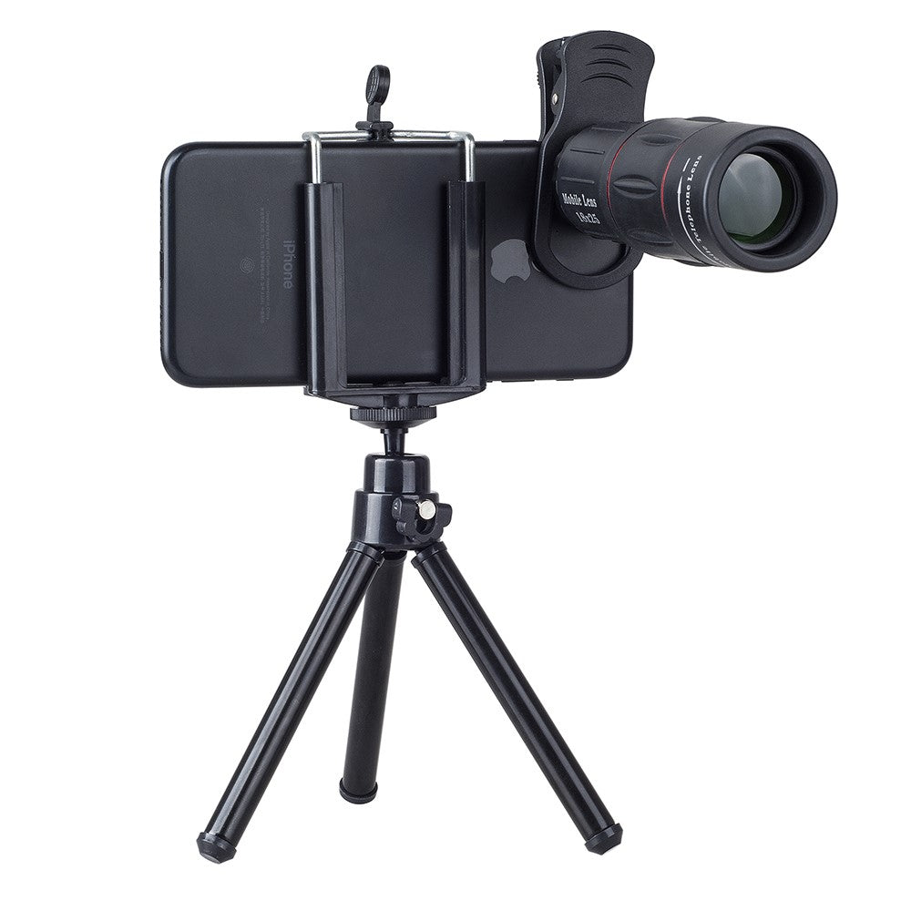 APEXEL APL-T18XZJ Universal-18-fach-Zoomobjektiv – Mit Mini-Tischstativ & Handyhalterung