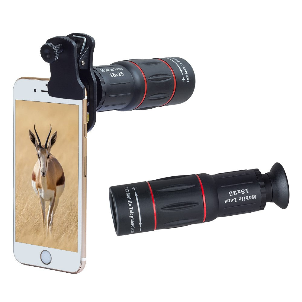 APEXEL APL-T18XZJ Universal-18-fach-Zoomobjektiv – Mit Mini-Tischstativ & Handyhalterung