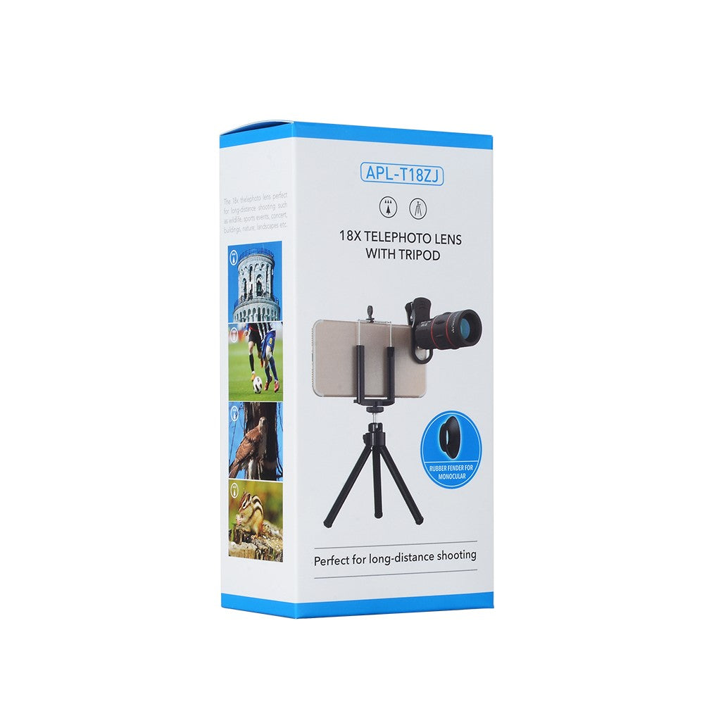 APEXEL APL-T18XZJ Universal-18-fach-Zoomobjektiv – Mit Mini-Tischstativ & Handyhalterung