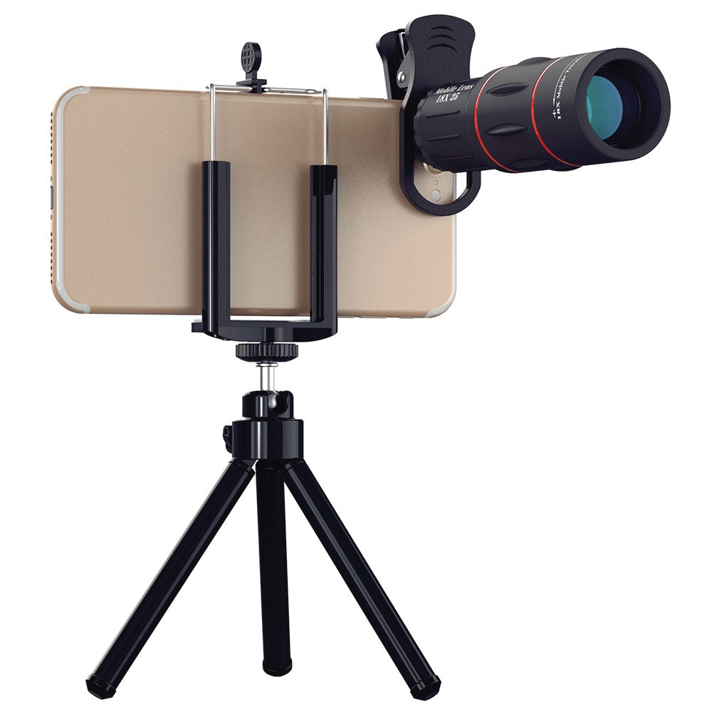 APEXEL APL-T18XZJ Universal-18-fach-Zoomobjektiv – Mit Mini-Tischstativ & Handyhalterung