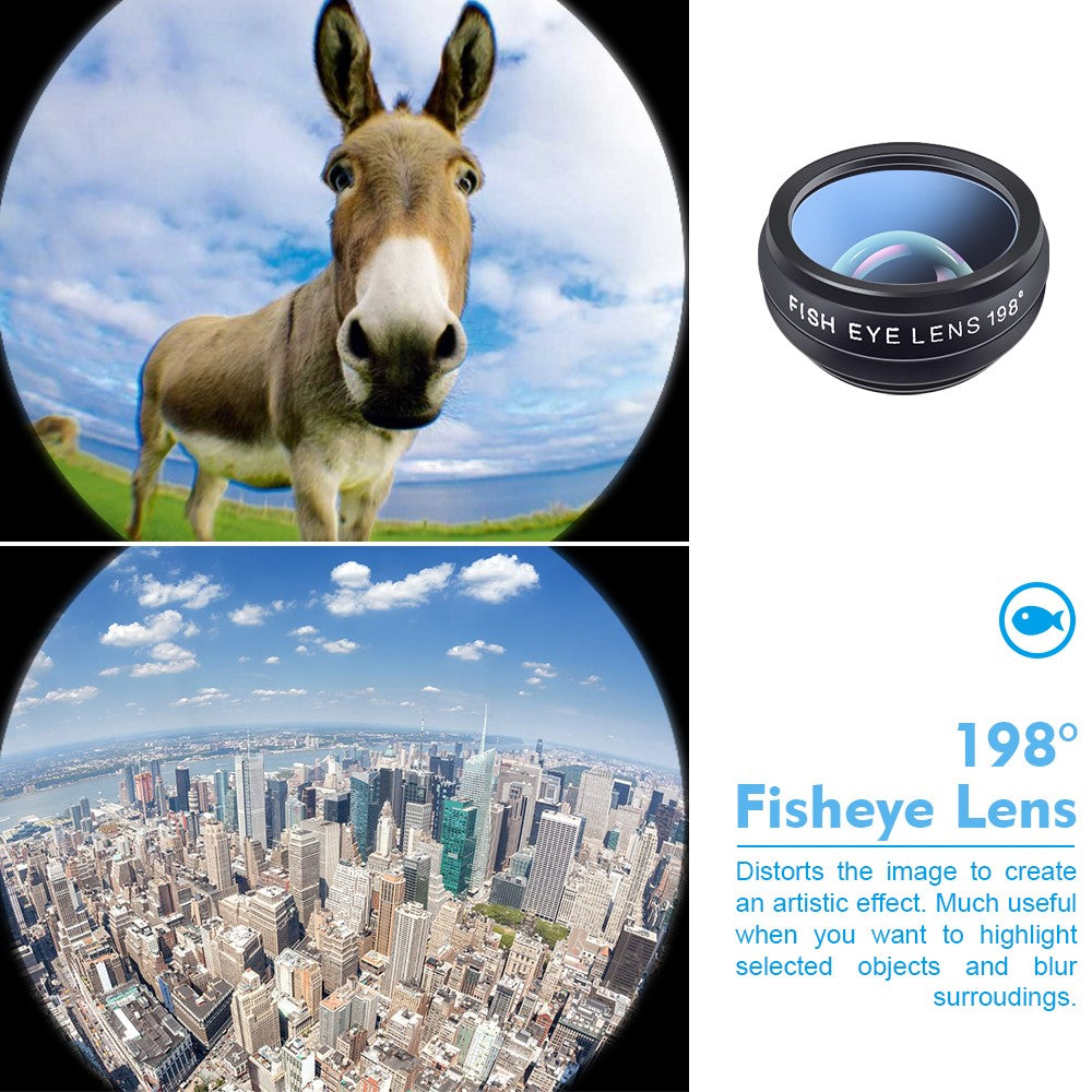 APEXEL APL-DG10 10-in-1 Handy-Kameraobjektiv-Kit – Fisheye, Weitwinkel, Makro-Teleskopobjektiv