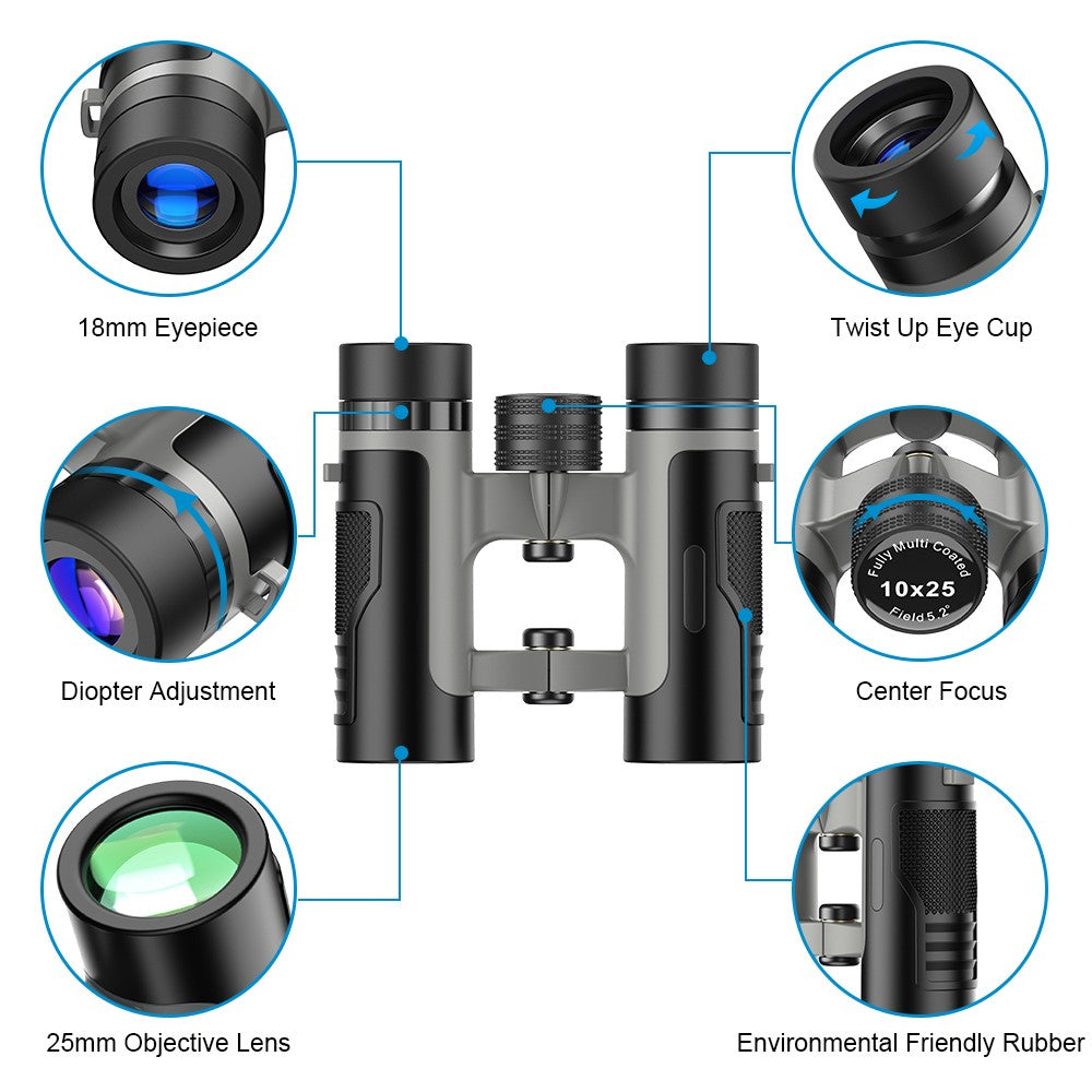 APEXEL Fernglas – 10x25 HD, Mini-Faltfernglas für Outdoor-Aktivitäten wie Camping, Jagen & Tourismus