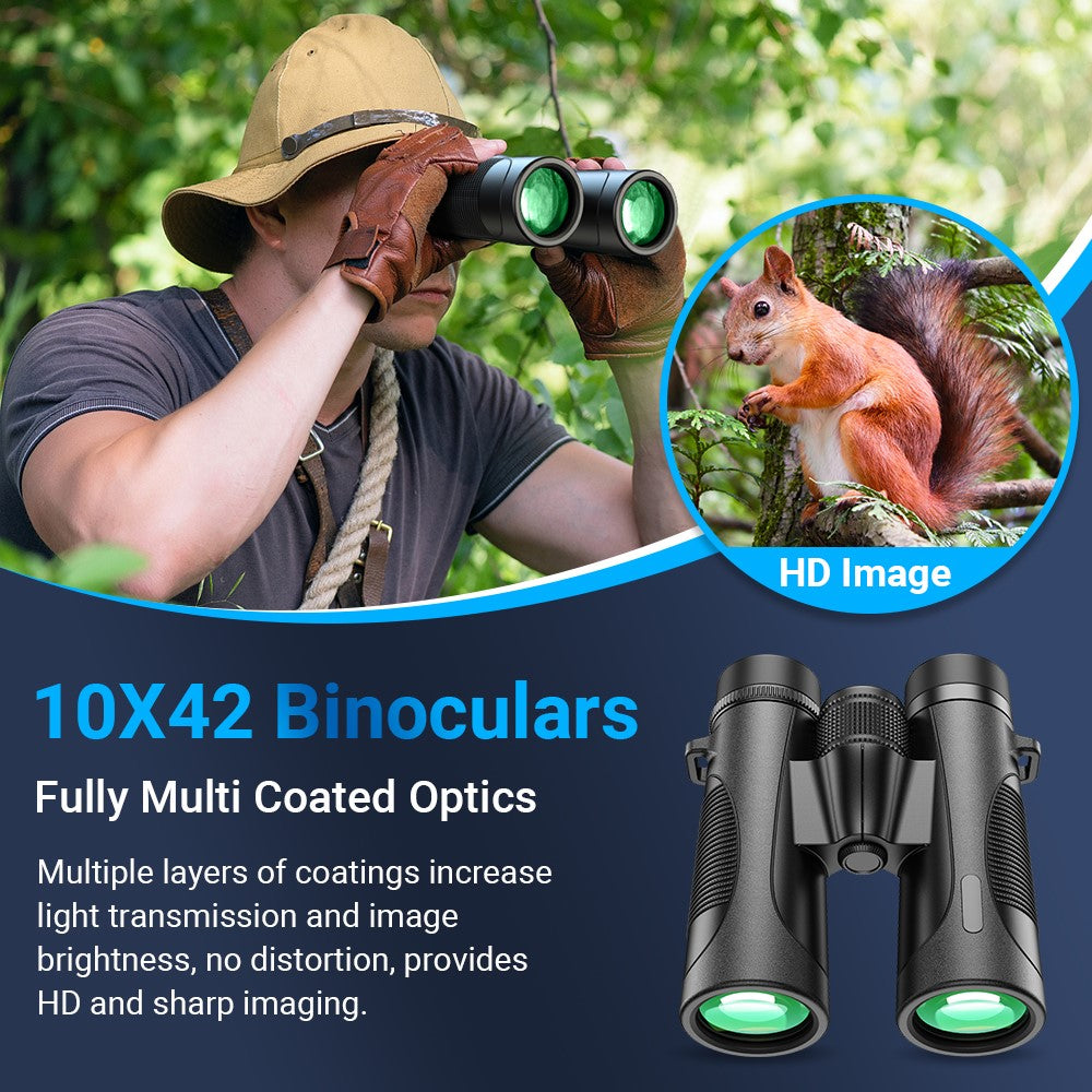 APEXEL 10x42 Wasserdichtes Fernglas – HD,  mit Nachtsichtfunktion, großem Okular & FMC-Mehrschichtvergütung für Vogelbeobachtung, Konzerte & Jagd im Freien