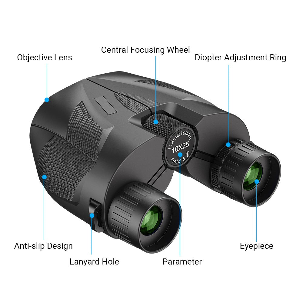 APEXEL 10x25 HD Fernglas – Mit 16-mm-Okular & FMC-Beschichtung, für Vogelbeobachtung, Konzerte & Jagd