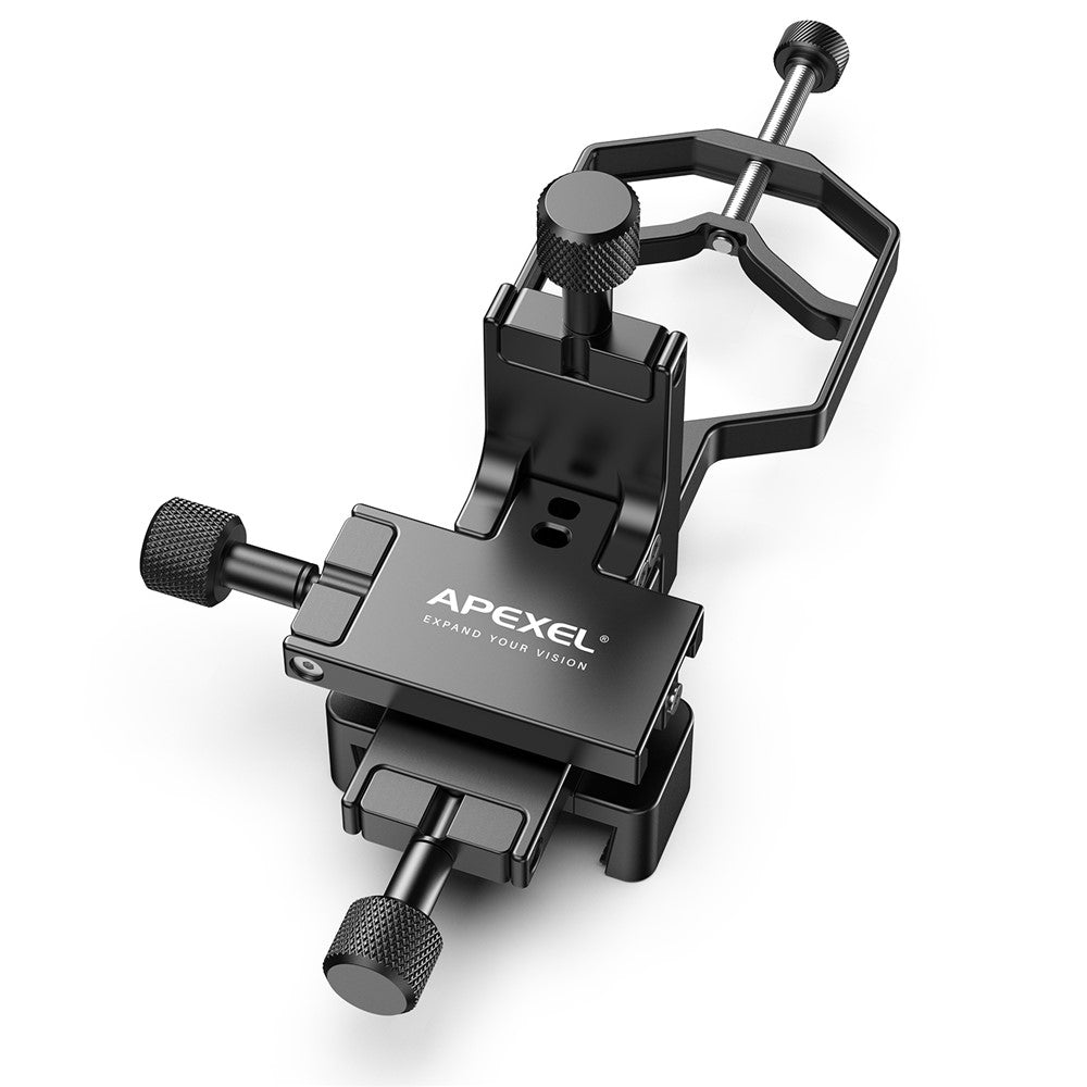 APEXEL APL-F003 Digiscoping-Adapter – Für Smartphone-Teleskop, 3-Achsen-Metallhalterung, Okularanschluss