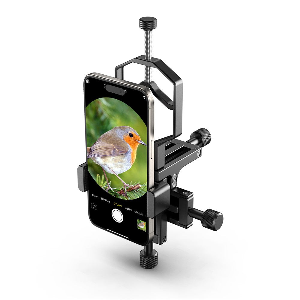 APEXEL APL-F003 Digiscoping-Adapter – Für Smartphone-Teleskop, 3-Achsen-Metallhalterung, Okularanschluss