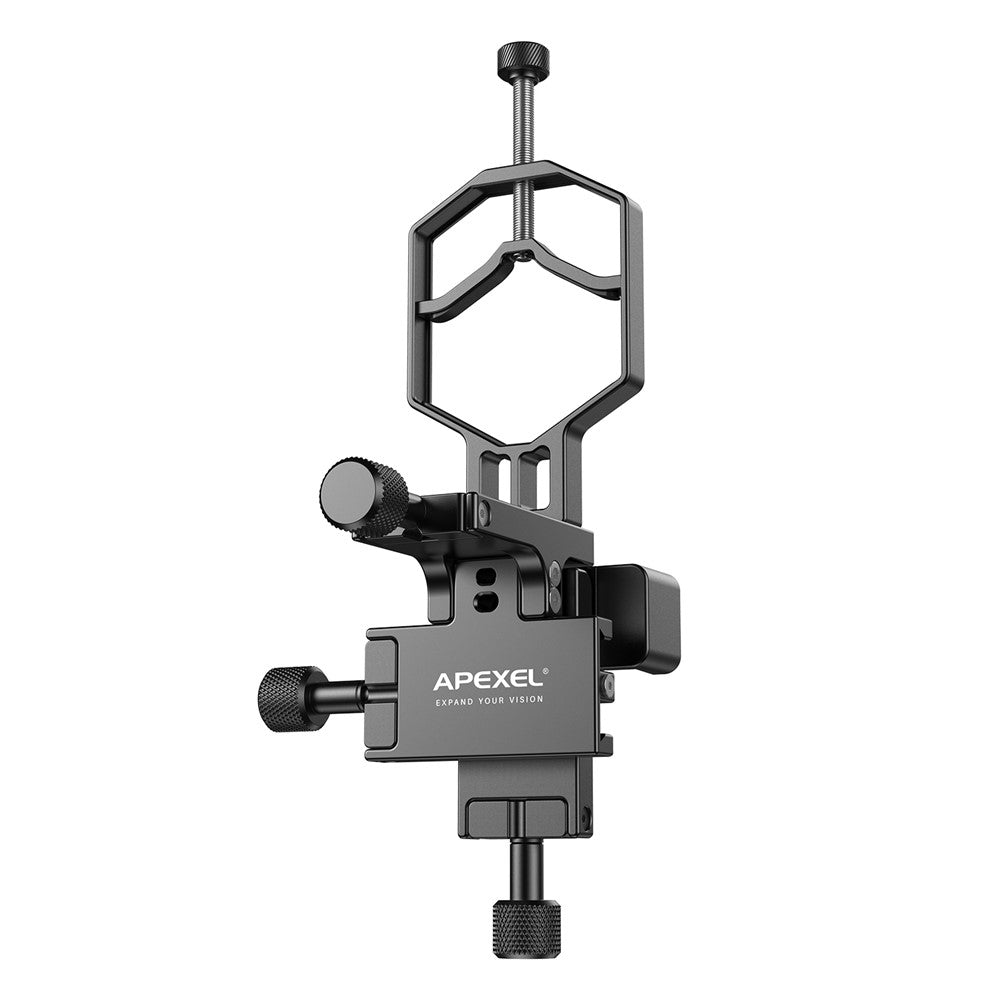 APEXEL APL-F003 Digiscoping-Adapter – Für Smartphone-Teleskop, 3-Achsen-Metallhalterung, Okularanschluss