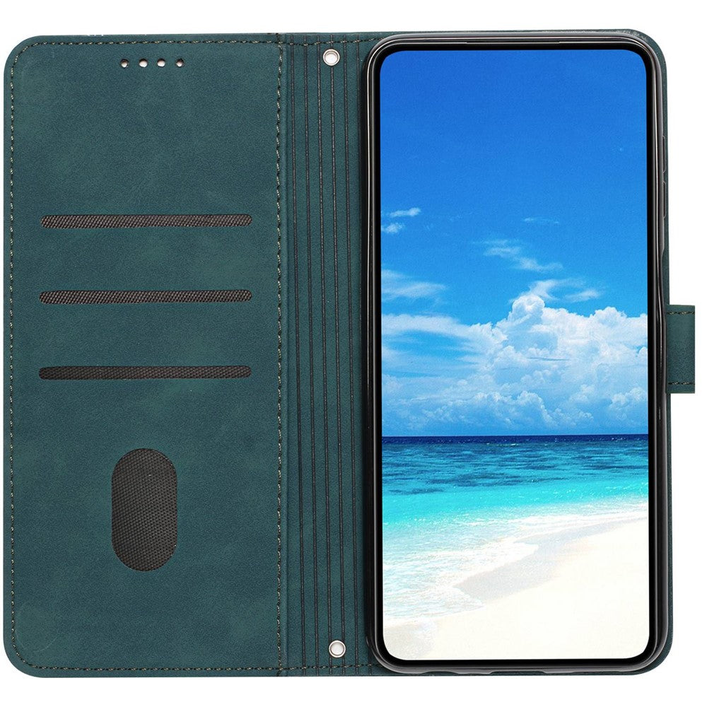 For Xiaomi 11 Lite 5G NE/Mi 11 Lite 5G/4G Shockproof Imprinted Phone Cover Skin-touch Feeling Heart Shape Wallet Case Stand with Strap