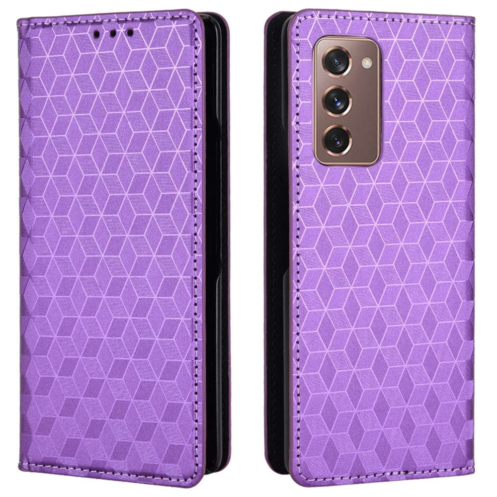 Galaxy Z Fold2 5G Schutzhülle – Stoßfestem Design und Rautenmuster, Ständer & Brieftaschenfunktion