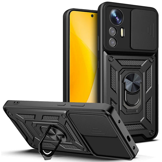 Xiaomi 12 Lite 5G Handyhülle – Slide-Kamera-Schutz-, Ständer, PC + TPU-Hybrid