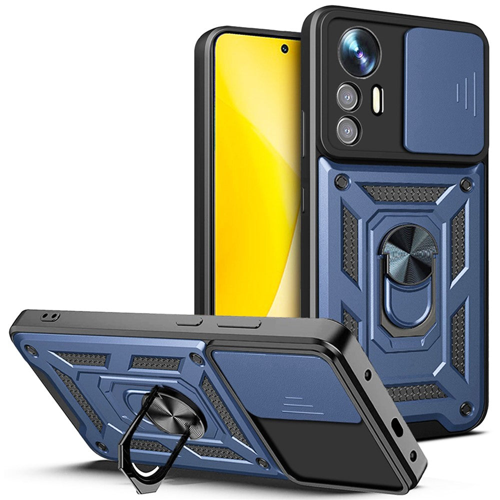 For Xiaomi 12 Lite 5G Slide Camera Protection Phone Case Kickstand PC + TPU Hybrid Mobile Phone Cover
