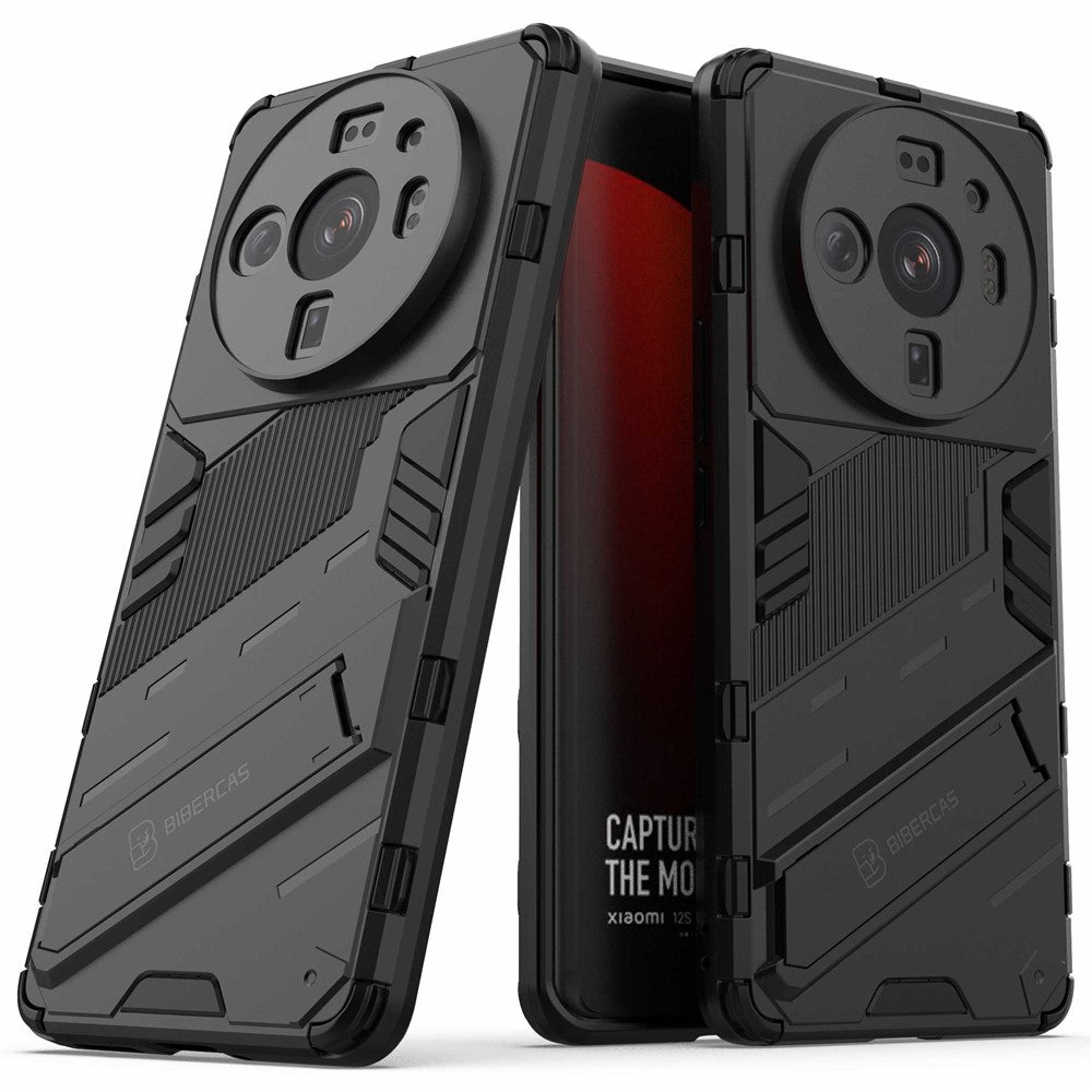 For Xiaomi 12S Ultra 5G Shock Absorption Drop-proof TPU+PC Cover Kickstand Anti-scratch Cell Phone Case