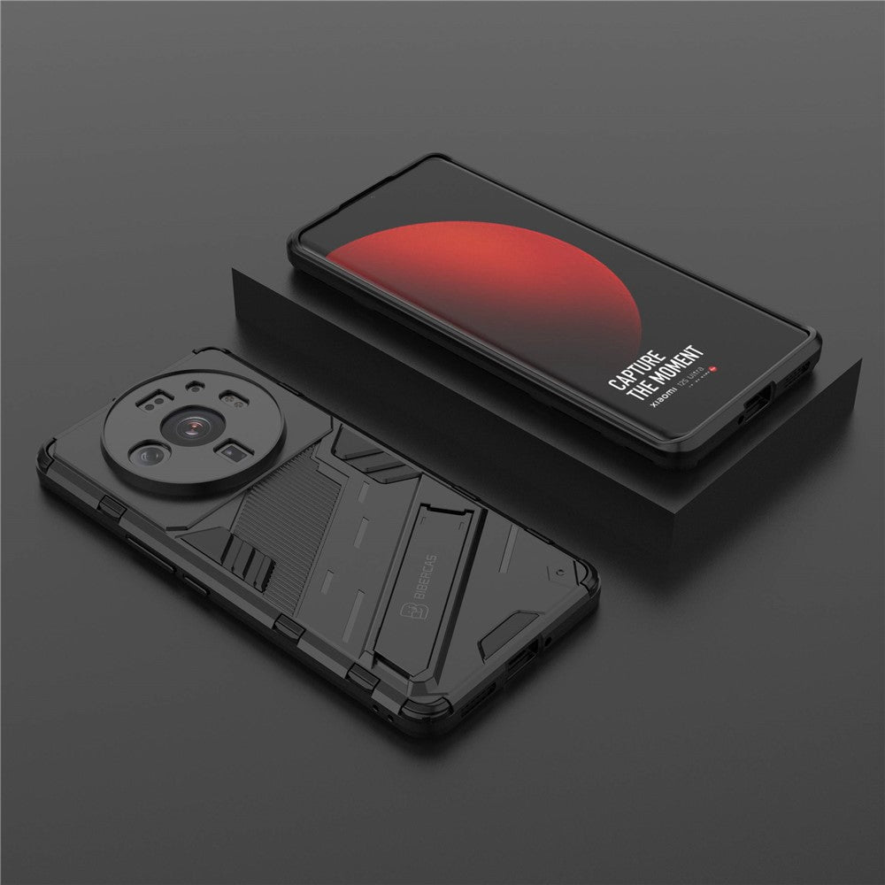 For Xiaomi 12S Ultra 5G Shock Absorption Drop-proof TPU+PC Cover Kickstand Anti-scratch Cell Phone Case