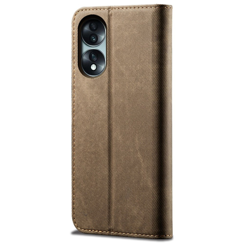 For Honor 70 5G Shockproof Phone Case Jeans Cloth Texture PU Leather Auto Magnetic Closed Flip Wallet Stand Cover
