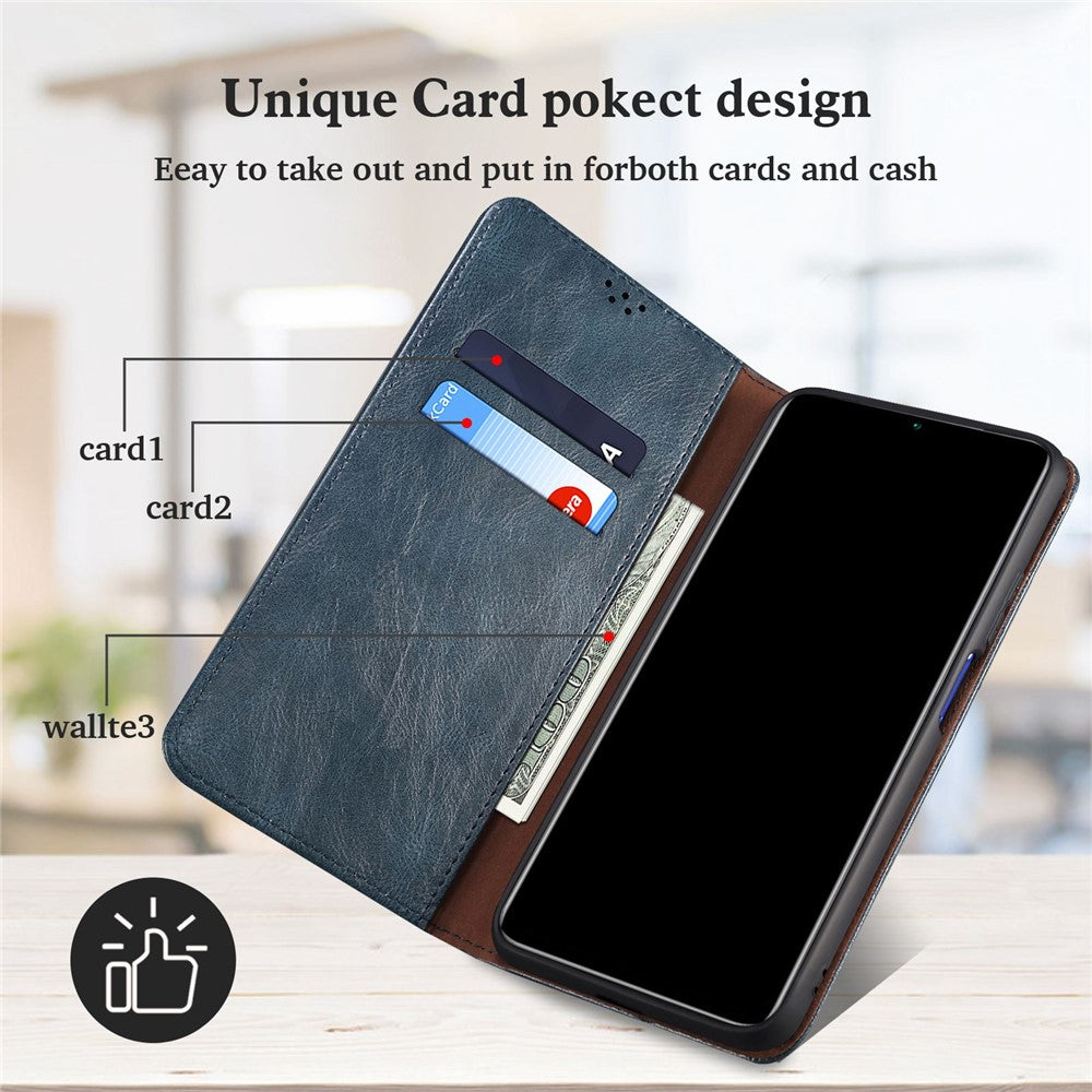 For Honor 70 5G Shockproof Waxy Crazy Horse Texture Wallet Case Stand Anti-scratch PU Leather Mobile Phone Cover