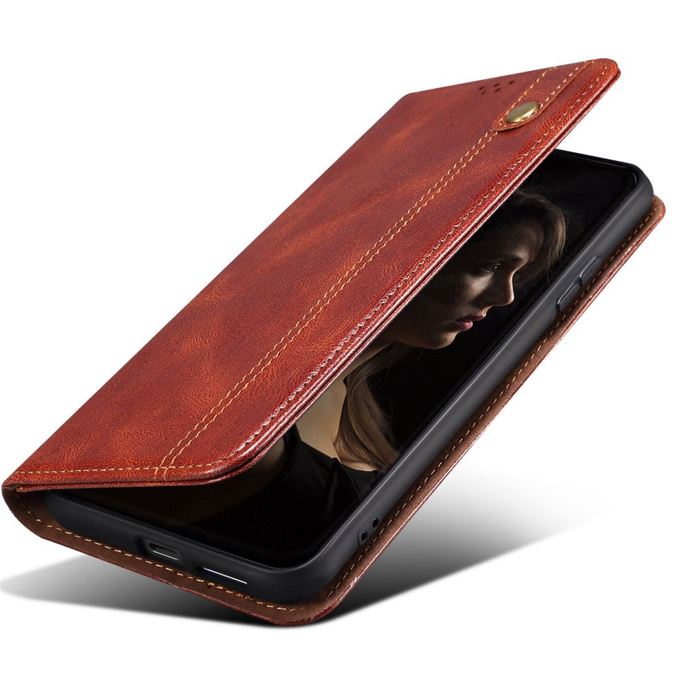 Anti-drop Waxy Crazy Horse Texture Phone Case for Xiaomi Poco M4 5G, PU Leather Magnetic Auto-absorbed Stand Wallet Cover