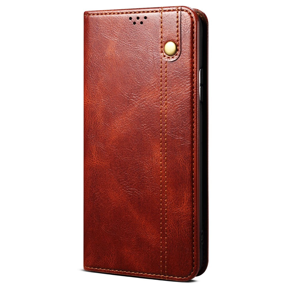 Anti-drop Waxy Crazy Horse Texture Phone Case for Xiaomi Poco M4 5G, PU Leather Magnetic Auto-absorbed Stand Wallet Cover