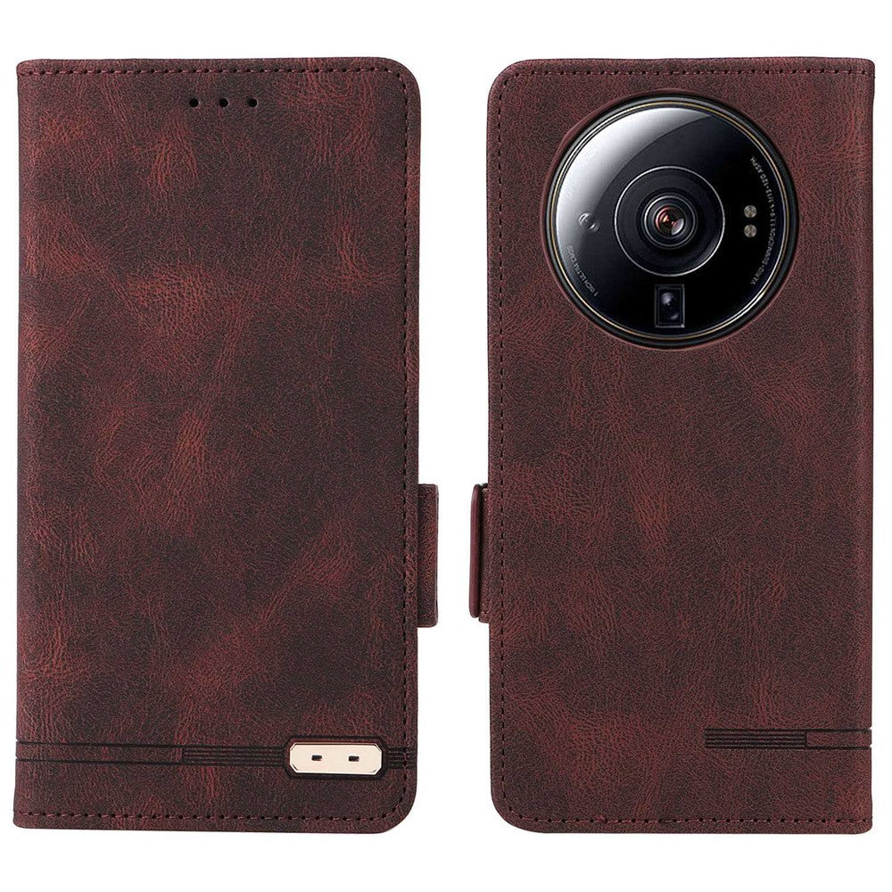 For Xiaomi 12S Ultra 5G Stand Feature Hardware Decor Phone Wallet Case Double Magnetic Clasps PU Leather Protector