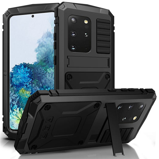 Galaxy S20 Plus 4G/5G Schutzhülle – Stoßfest, staubdicht, mit gehärtetem Glas & Ständer