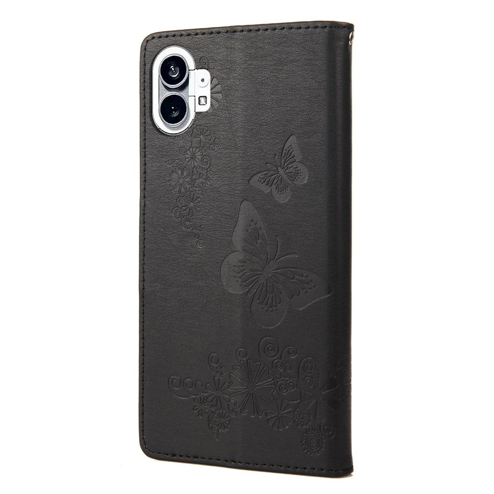 Nothing phone (1) 5G Wallet-Handyhülle – Aus PU-Leder, mit Schmetterlings- & Blumenmuster, Standfunktion, Magnetverschluss & Tragegurt