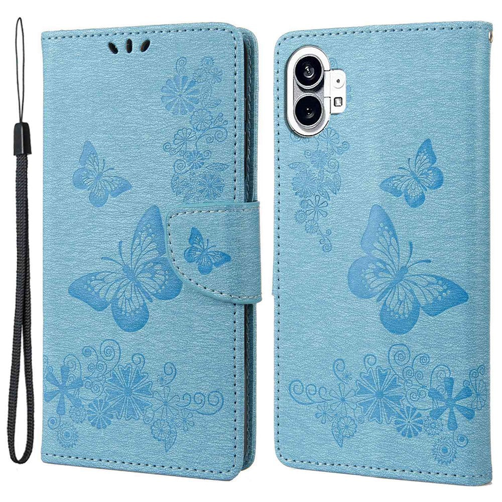 Nothing phone (1) 5G Wallet-Handyhülle – Aus PU-Leder, mit Schmetterlings- & Blumenmuster, Standfunktion, Magnetverschluss & Tragegurt