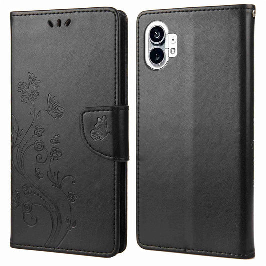 Nothing phone (1) 5G Wallet-Handyhülle – Stoßfest, mit Schmetterlings- & Blumenmuster, aus PU-Leder, mit Ständer