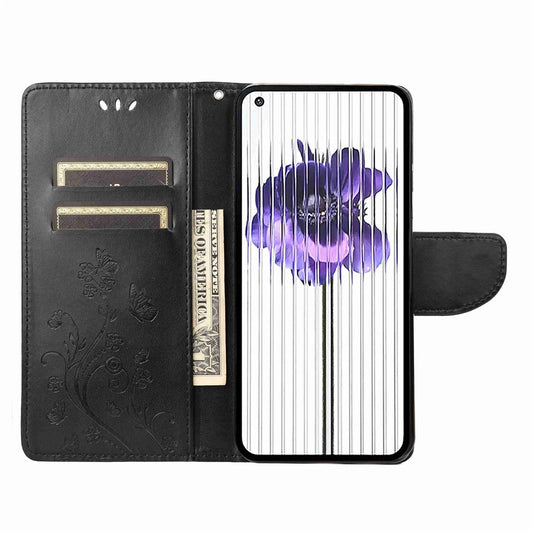 Nothing phone (1) 5G Wallet-Handyhülle – Stoßfest, mit Schmetterlings- & Blumenmuster, aus PU-Leder, mit Ständer