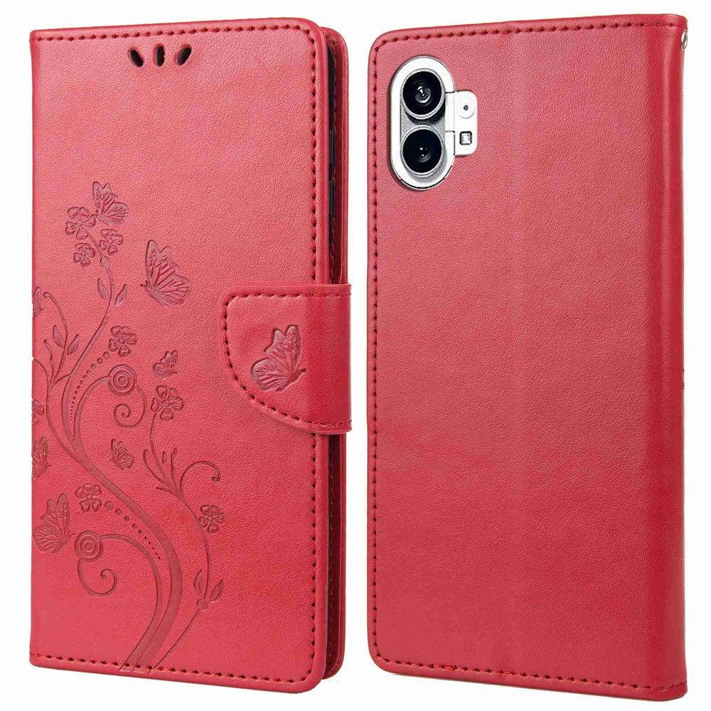 Nothing phone (1) 5G Wallet-Handyhülle – Stoßfest, mit Schmetterlings- & Blumenmuster, aus PU-Leder, mit Ständer