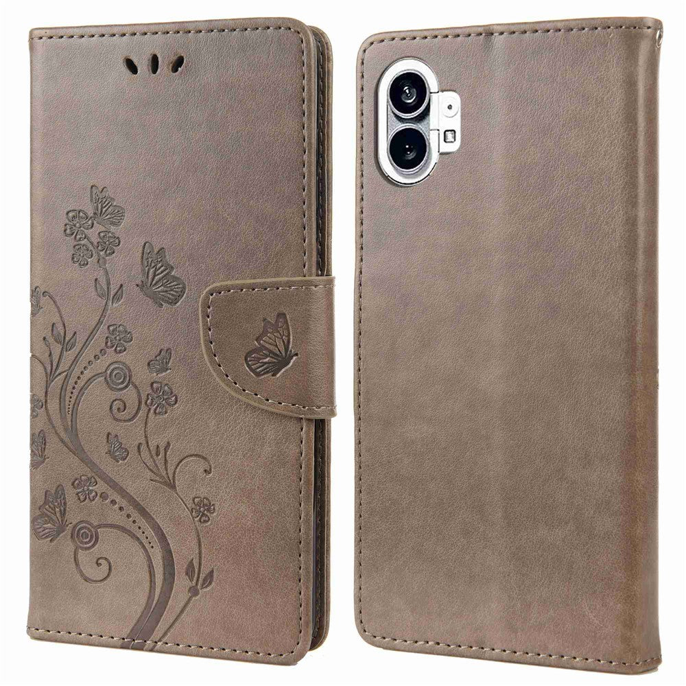 Nothing phone (1) 5G Wallet-Handyhülle – Stoßfest, mit Schmetterlings- & Blumenmuster, aus PU-Leder, mit Ständer