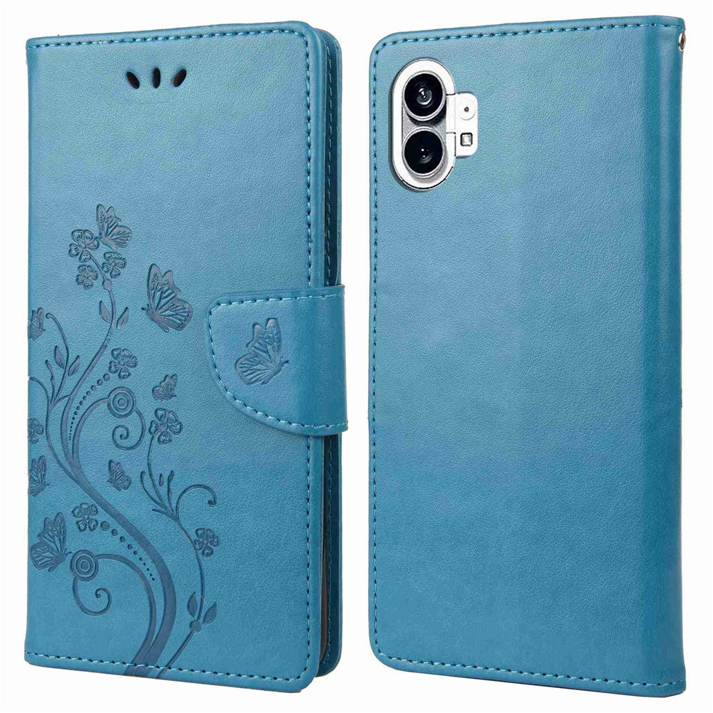 Nothing phone (1) 5G Wallet-Handyhülle – Stoßfest, mit Schmetterlings- & Blumenmuster, aus PU-Leder, mit Ständer
