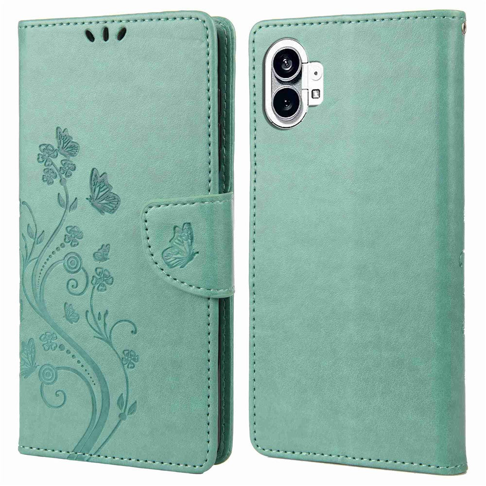 Nothing phone (1) 5G Wallet-Handyhülle – Stoßfest, mit Schmetterlings- & Blumenmuster, aus PU-Leder, mit Ständer