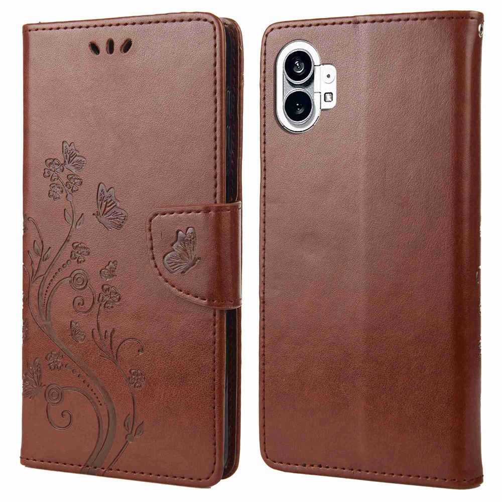 Nothing phone (1) 5G Wallet-Handyhülle – Stoßfest, mit Schmetterlings- & Blumenmuster, aus PU-Leder, mit Ständer