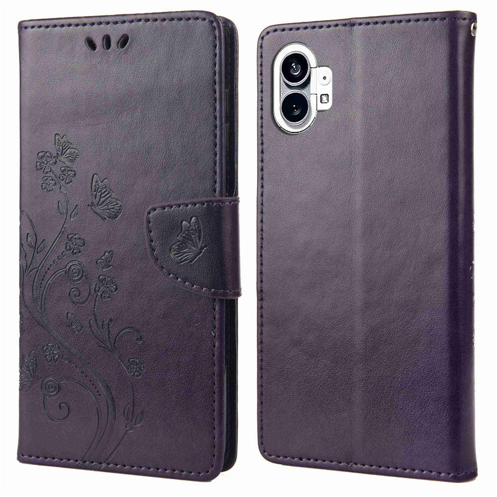 Nothing phone (1) 5G Wallet-Handyhülle – Stoßfest, mit Schmetterlings- & Blumenmuster, aus PU-Leder, mit Ständer