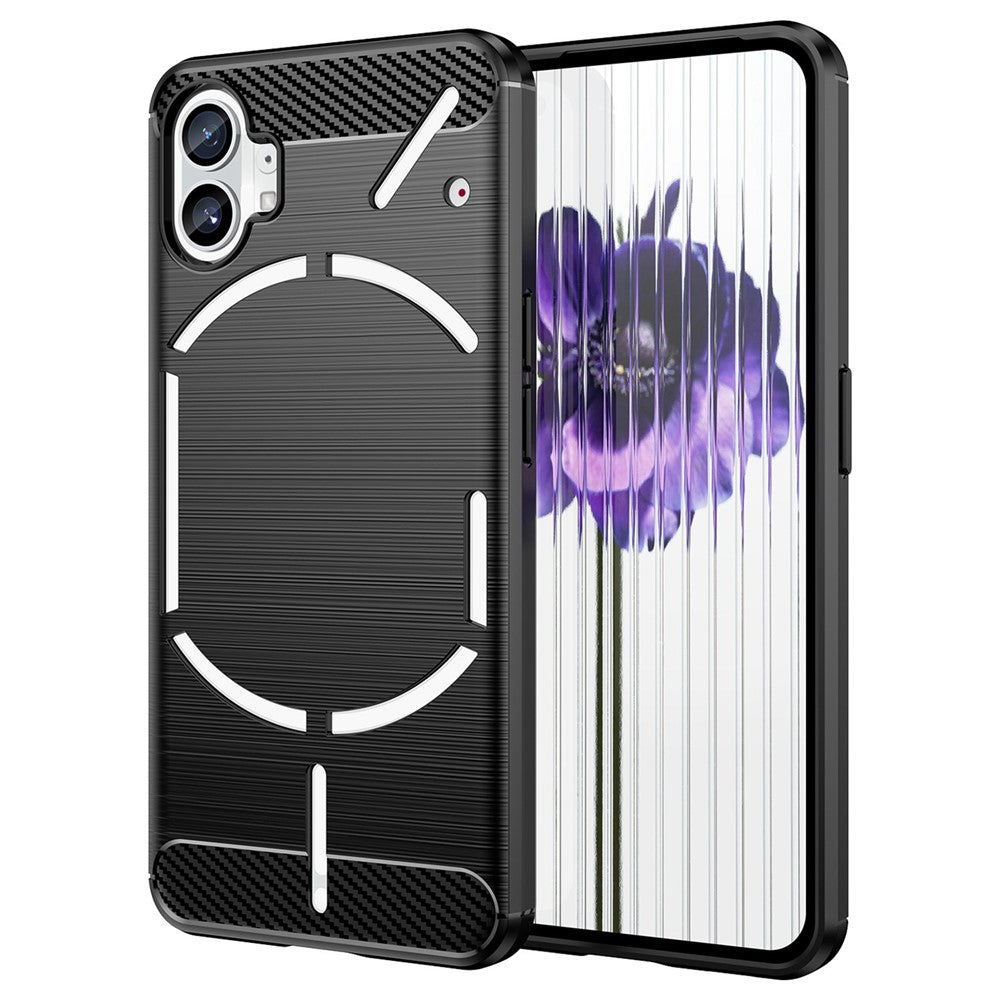Brushed Phone Case for Nothing phone (1) 5G, Carbon Fiber Texture Anti-scratch Soft TPU Back Cover