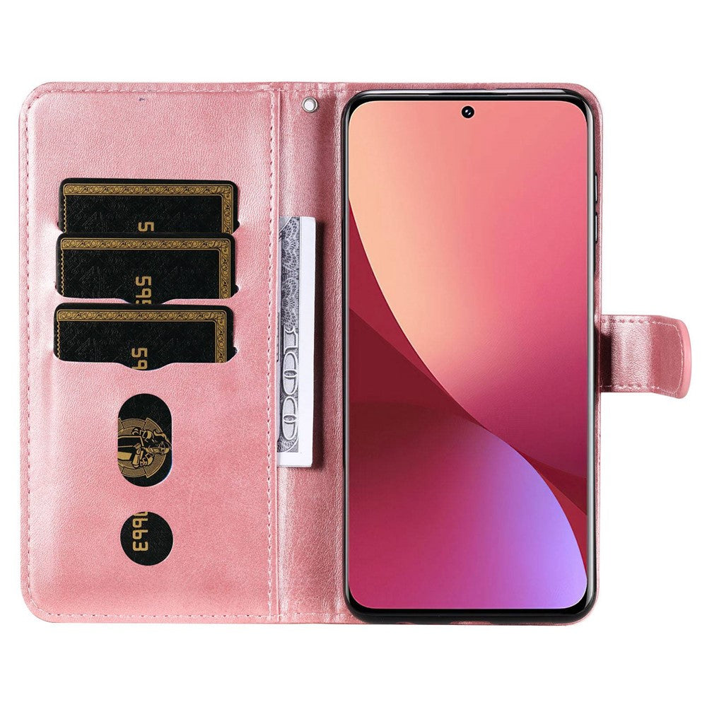 For Xiaomi 12 5G  /  12X 5G  /  12S 5G Calf Texture Slim Phone Case Zipper Pocket PU Leather Stand Wallet Phone Cover