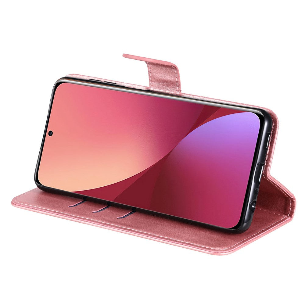 For Xiaomi 12 5G  /  12X 5G  /  12S 5G Calf Texture Slim Phone Case Zipper Pocket PU Leather Stand Wallet Phone Cover
