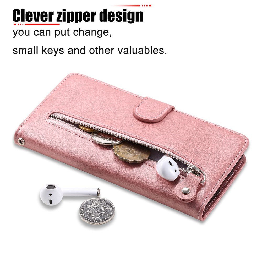 For Xiaomi 12 5G  /  12X 5G  /  12S 5G Calf Texture Slim Phone Case Zipper Pocket PU Leather Stand Wallet Phone Cover