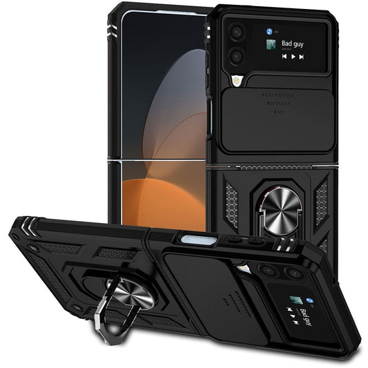 Galaxy Z Flip4 5G Stoßfeste Schutzhülle – mit Kameraschutz-Schieber & 360° Ringhalter