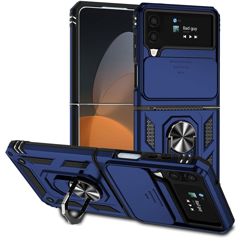 Galaxy Z Flip4 5G Stoßfeste Schutzhülle – mit Kameraschutz-Schieber & 360° Ringhalter