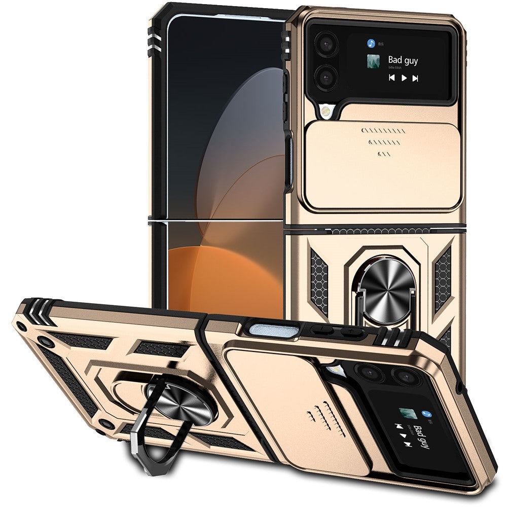 Galaxy Z Flip4 5G Stoßfeste Schutzhülle – mit Kameraschutz-Schieber & 360° Ringhalter