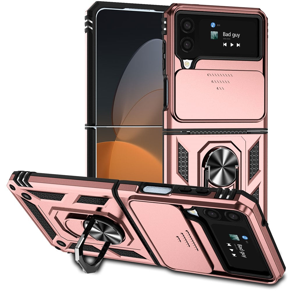Galaxy Z Flip4 5G Stoßfeste Schutzhülle – mit Kameraschutz-Schieber & 360° Ringhalter