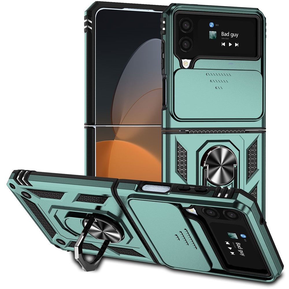 Galaxy Z Flip4 5G Stoßfeste Schutzhülle – mit Kameraschutz-Schieber & 360° Ringhalter