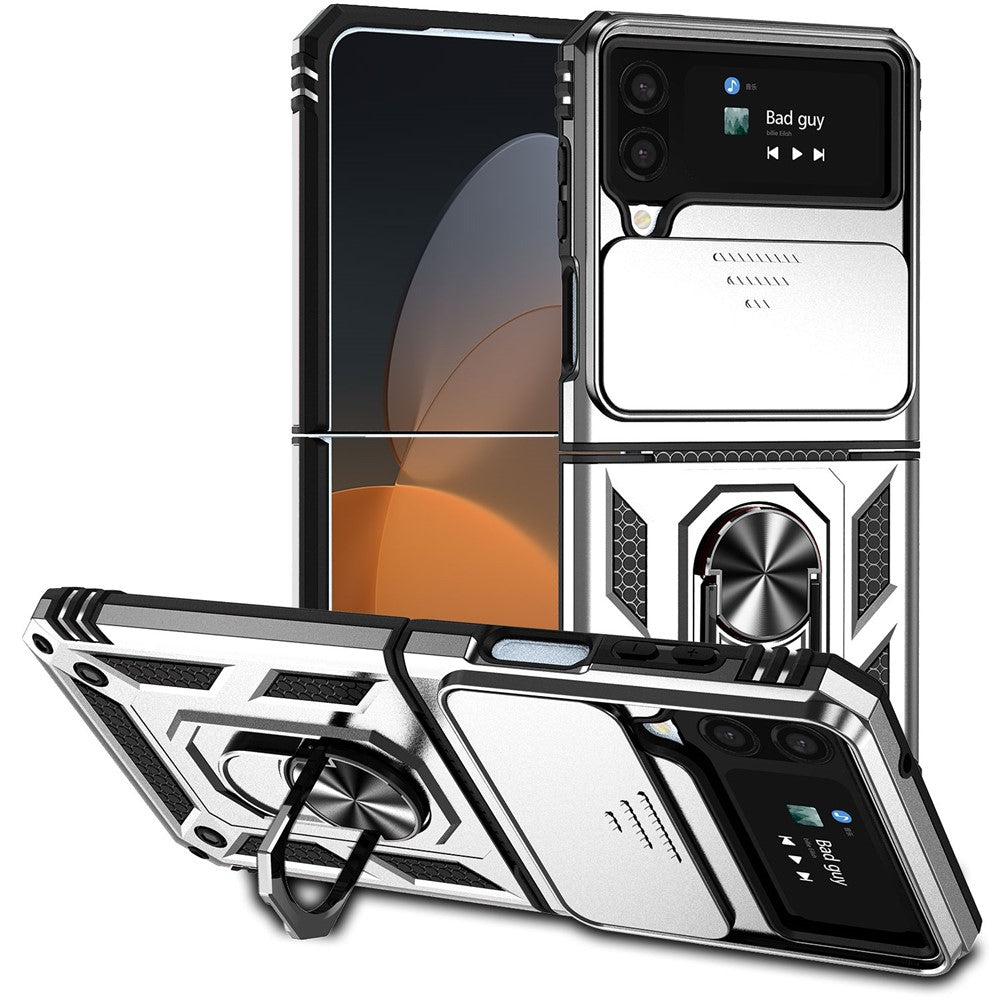 Galaxy Z Flip4 5G Stoßfeste Schutzhülle – mit Kameraschutz-Schieber & 360° Ringhalter
