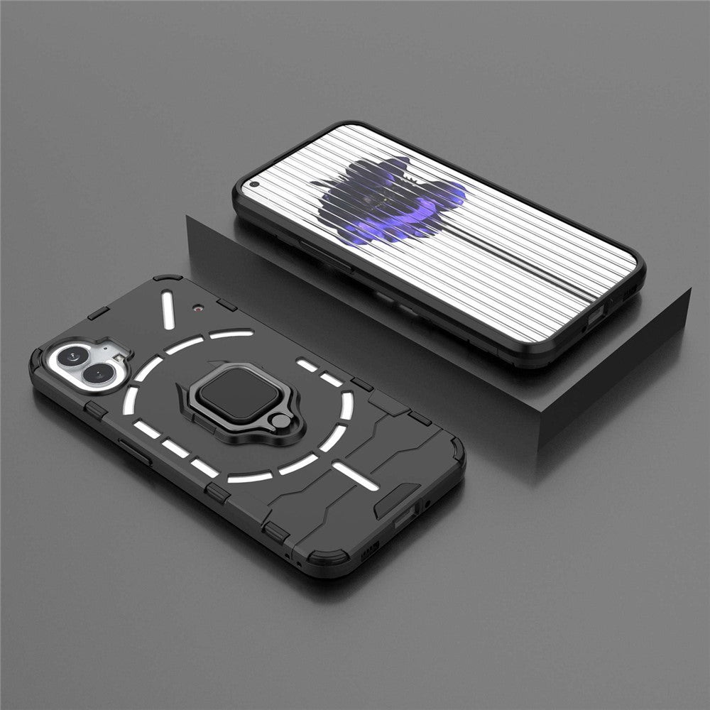 Nothing phone (1) 5G Handyhülle – Harte PC- + weiche TPU-Handyrückseite, drehbarer Ringhalter, Ständer