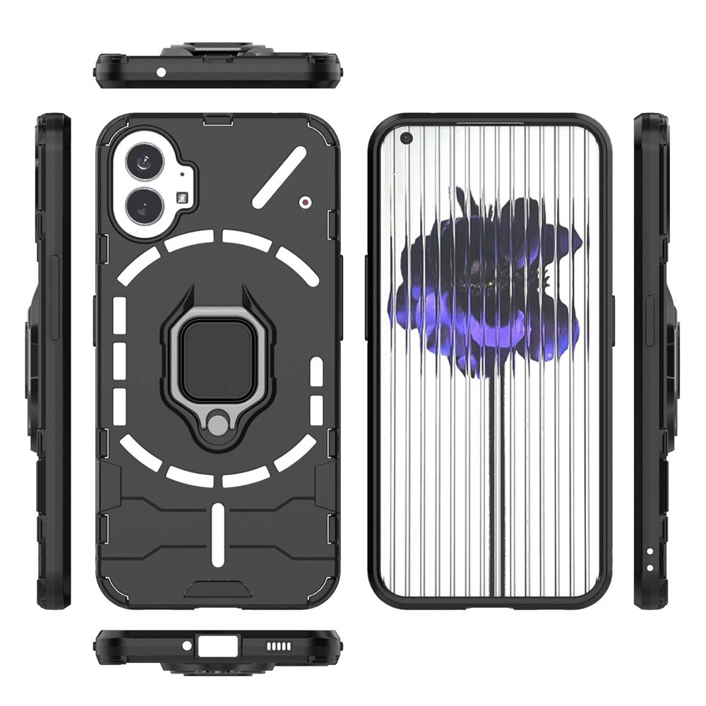 Nothing phone (1) 5G Handyhülle – Harte PC- + weiche TPU-Handyrückseite, drehbarer Ringhalter, Ständer