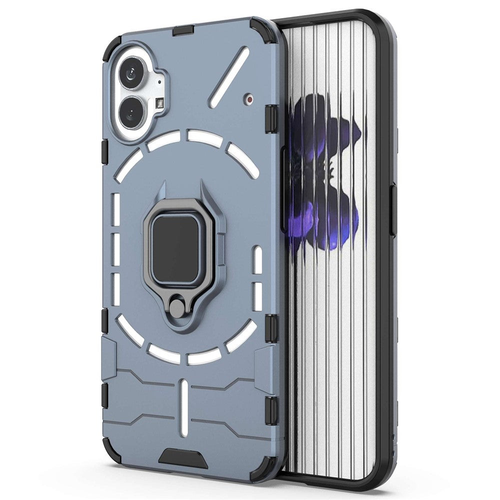 Nothing phone (1) 5G Handyhülle – Harte PC- + weiche TPU-Handyrückseite, drehbarer Ringhalter, Ständer